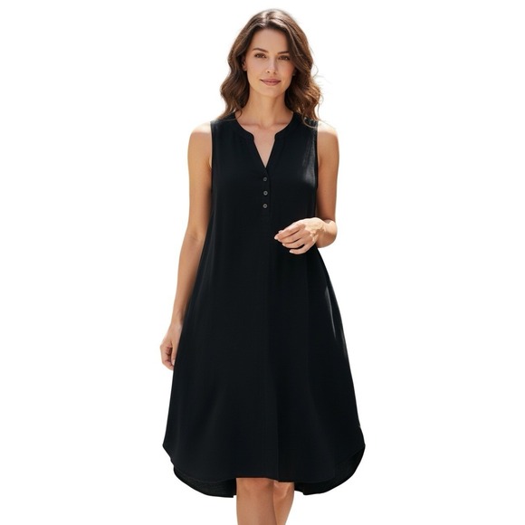 J. Jill Dresses & Skirts - J-Jill Women's Tunic Black Dress Size Small with Pockets Sleeveless Summer Beach